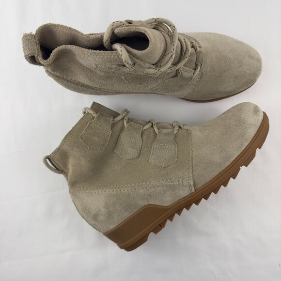 Sorel‎ Evie tan suede ankle wedge boots W9 - Picture 4 of 10